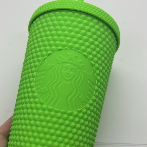 Starbucks 2021 Neon Lime Green Studded Tumbler 16oz Cold cup. Halloween Slime - Picture 2 of 6